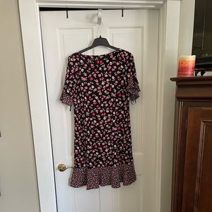 Talbots floral dress knee length. Black floral print with ruffle sleeves